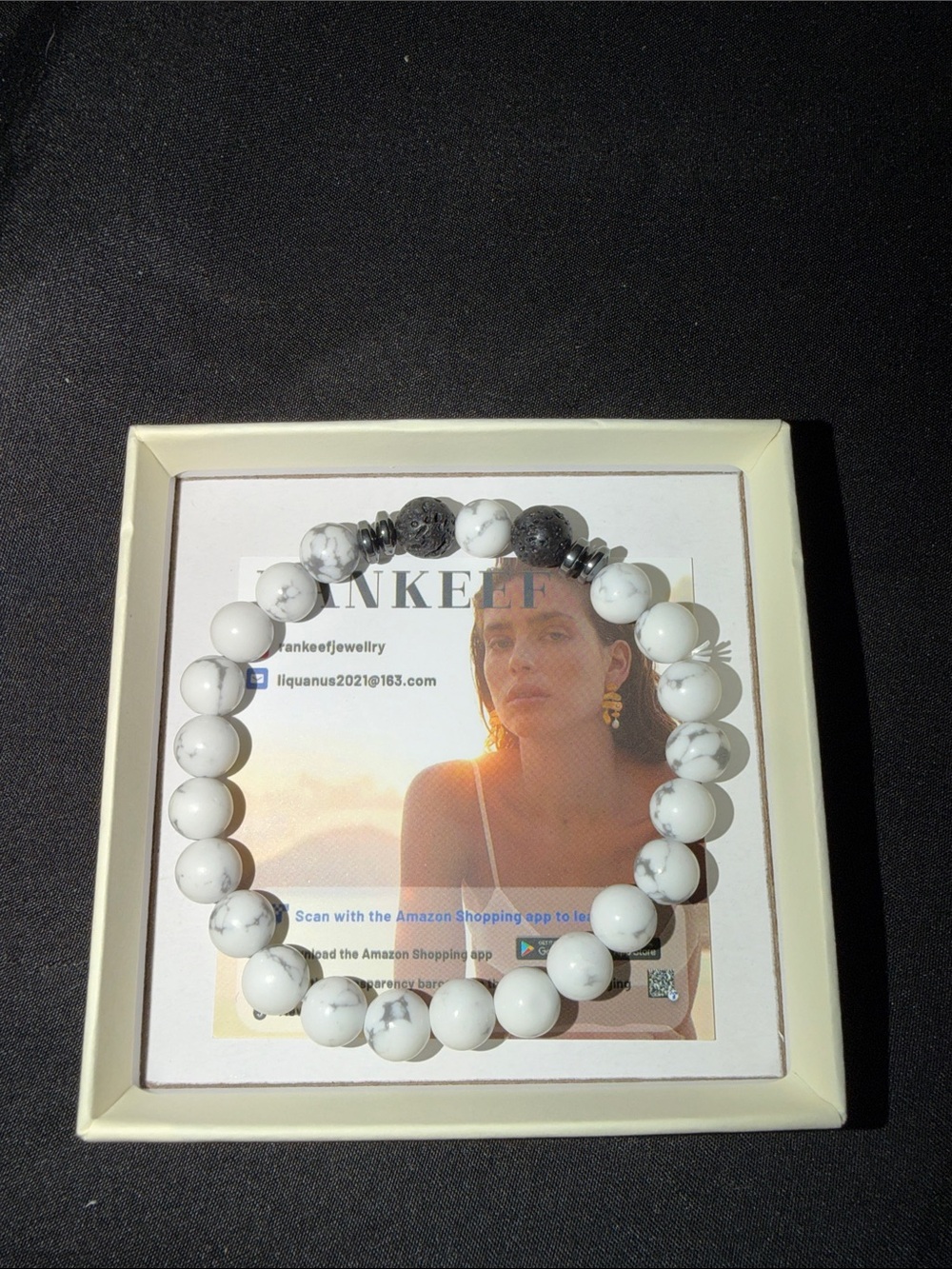 Rankeef Tiger Eye Bracelet For Men 8MM Natural Stone Beads Bracelet - Howlite